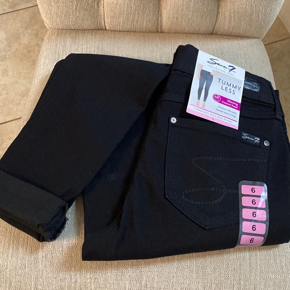 Seven7 High Rise Tummy Less & Control Lightweight Black Women Jean Leggings Sz 6 - Picture 4 of 15
